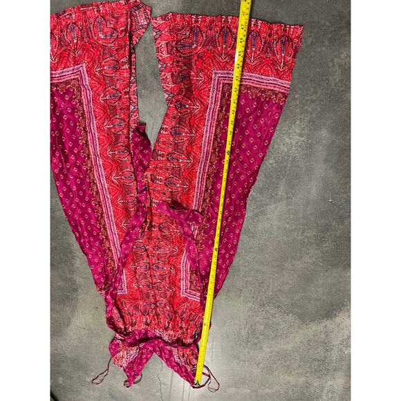 FREE PEOPLE Cabbage Rose Red/PinkFestival Boho Jumpsuit Sz 4 - Picture 3 of 5